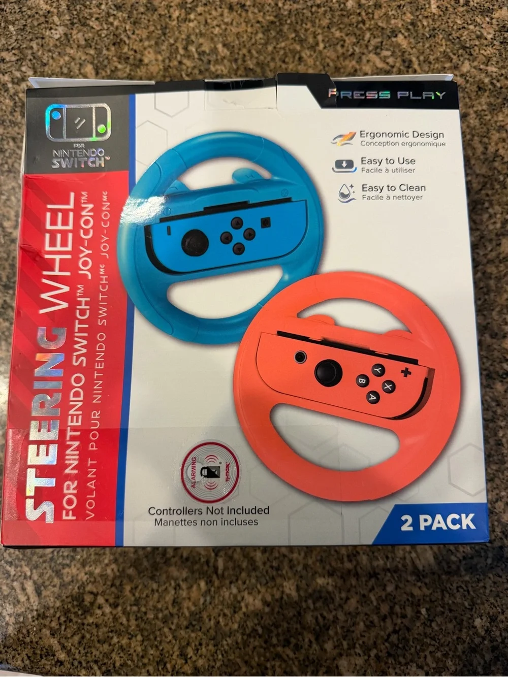 2-Pack Steering Wheel for Nintendo Switch Joy-Con - Red & Blue